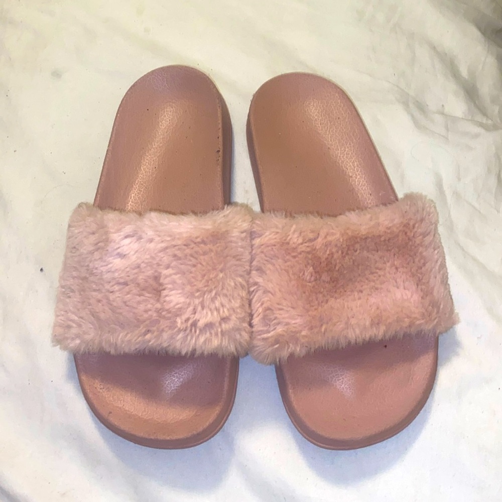 Fuzzy pink slides